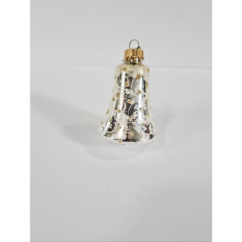 Vintage Krebs Mercury Hand Blown Ornate Glitter Glass Bell Christmas Ornament
